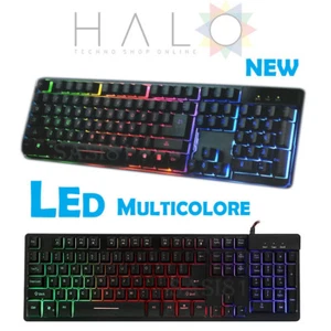 TASTIERA PER PC COMPUTER KEYBOARD USB RETROILLUMINATA A LED MULTICOLORE - Foto 1 di 1