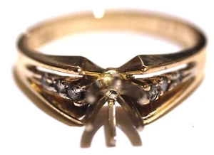 Anillo de compromiso semi montaje diamante SI2 H oro amarillo 14k 0,09 quilates 3,6 g Estate 6 - Imagen 1 de 8