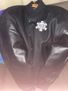 Vintage WORLD SERIES OF POKER LEATHER JACKET.. BURKS BAY SIZE XXL... Pre-owned - Picture 1 of 3