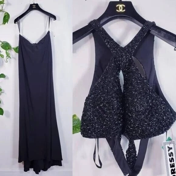 Vestido Largo Negro 12 Grandes ALYCE París Corto Brillo Cuentas Baile de graduación Boda 2 Piezas NUEVO Foto 1 de 4