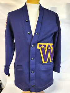 Vintage Woodrow Wilson Mules Football Letterman Sweater  Patches 1940's Pugliese - Picture 1 of 16