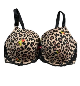 Torrid Betsey Johnson Leopard Animal Print Roses Lace Trim Underwire Bra 40DDD - Picture 1 of 10