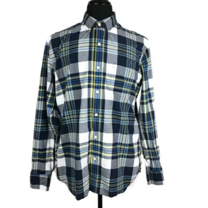 Tailored By J Crew Woven Plaid Shirt Mens Large Blue Yellow Lightweight Cotton - Picture 1 of 9