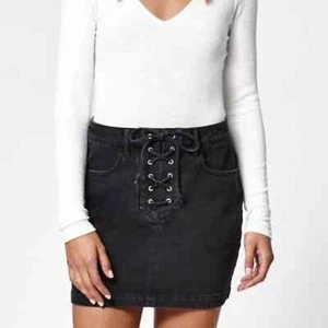 Kendall & Kylie | Black Lace Up Denim Mini Skirt - Picture 1 of 5