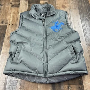 Beverly Hills Polo Club Gray Puffy Vest Men’s Large Blue Logo - Picture 1 of 8
