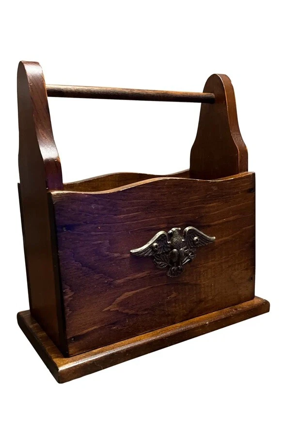 Buzón de correo de madera maciza vintage características Eagle Country Americana Farmhouse Foto 1 de 4