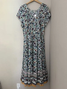 Soft Surroundings Kara Maxikleid Stufen Blumen Boho Bauern Cottagecore 3XL Neu mit Etikett - Bild 1 von 10