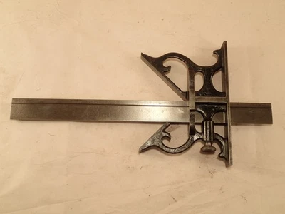 STANDARD TOOL Co. Chaplins (Patd 1866, 1880) ORNATE Cast Iron 12" Square & Bevel - Image 1 of 4