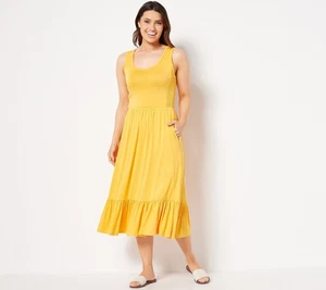 J Jason Wu Women's Petite Dress 5XP Solid or Tie Dye Knit Ruffle Yellow A480664 - Picture 1 of 6