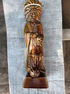 1968 Ezra Brooks Cigar Store Indian Chief Whiskey Decanter Empty Partial Label - Picture 1 of 7