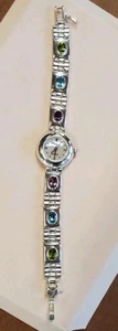 Sterling Silver 925 Natural Amethyst Peridot blue topaz Gem Stone Bracelet Watch - Picture 1 of 7