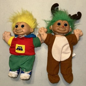 Bambola Russ Troll giocattolo vintage anni 90 capelli gialli auto felpa con cappuccio maglione - Foto 1 di 5