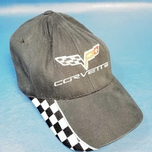 Corvette Racing Hat Checkered Flag Black And White Logo Cap By Magic Headwear - Picture 1 of 7