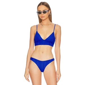 L*Space Winnie Longline Bikini Oberteil gerippt royalblau Large NEU mit Etikett! - Bild 1 von 7