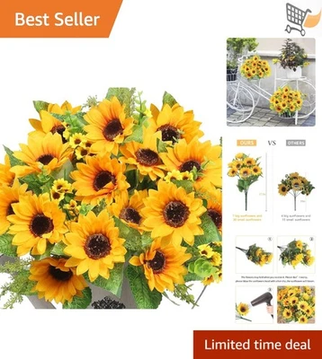 Ramos de girasol artificiales seda 2 ramos boda decoración del hogar primavera Foto 1 de 4