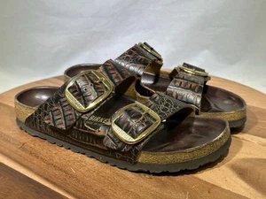 Sandali Birkenstock donna 9 grandi fibbie 40 oro marrone croc gator - Foto 1 di 10