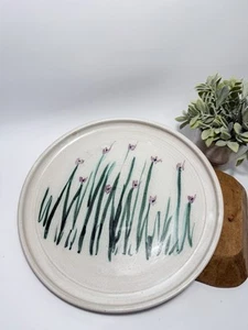 Handmade Studio Pottery Large Plate Tray, Handpainted Floral, Artist Signed - Picture 1 of 5