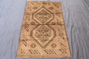 Alfombra antigua estilo caucásico de 2'10x4'4 pies, alfombra de lana hecha a mano tribal turcomana - Imagen 1 de 14