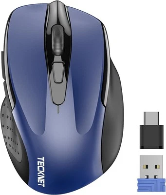 TECKNET Wireless Mouse, USB C to A Adapter, Computer Mouse for Laptop, Blue  - Image 1 of 4