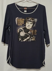 Camisa Harley-Davidson Negra Cruiser Niña Gráfica Manga 3/4 Bling Mujer Talla XL - Imagen 1 de 5