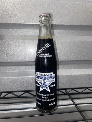 De colección CocaCola Coca Dallas Cowboy 1960/1984 temporada plateada 10 oz botella sin abrir NFL Foto 1 de 3