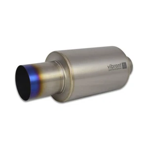 Vibrant For Titanium Muffler | w/Straight Cut Burnt Tip 2.5in Inlet/2.5in Outlet - Picture 1 of 2