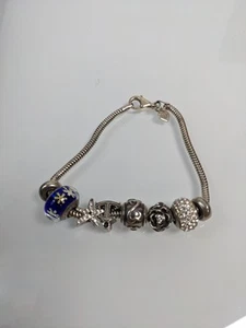 Pulsera de plata esterlina MA Michael Anthony Italia con dije .925 Murano 24 gramos - Imagen 1 de 7