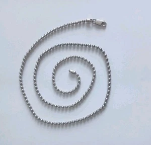 Vintage Sterling Silver Italy 925 Bead Ball Thick Heavy Chain Necklace 24" Long - Picture 1 of 7
