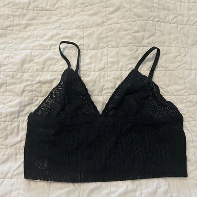 New NWT $39 Aerie Black Cable Lace Longline Bralette Size S Small - Image 1 of 3