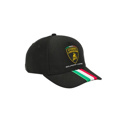Cappellino Automobili Lamborghini Adult Squadra Corse Team Tricolore Nero - Immagine 1 di 3