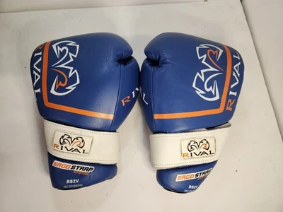Guantes de combate Rival RS2V 14 OZ Boxeo Profesional Muay Thai Azul Ergo Sistema de correas Foto 1 de 4