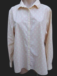 Camisa Top Lands End Amarillo Rosa Botón Frontal Mujer 18 Sin Hierro Algodón Supima - Imagen 1 de 10