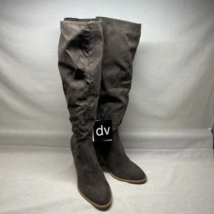 DV Dolce Vita Boots Womens Sz 7.5 Tall Knee High Brown Suede Heeled Zipper - Picture 1 of 6