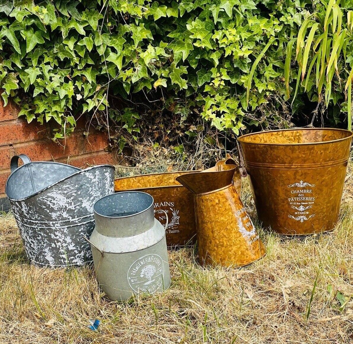 Set 3 Secchielli In Latta Metallica Argento - Design Floreale, Per Casa, Giardino E Bomboniere - Foto 6