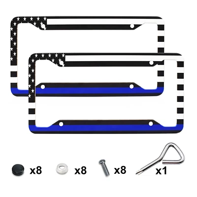 2X For Jeep Accessories American US Flag Patriotic Car License Plate Frame Cover - Image 1 of 4