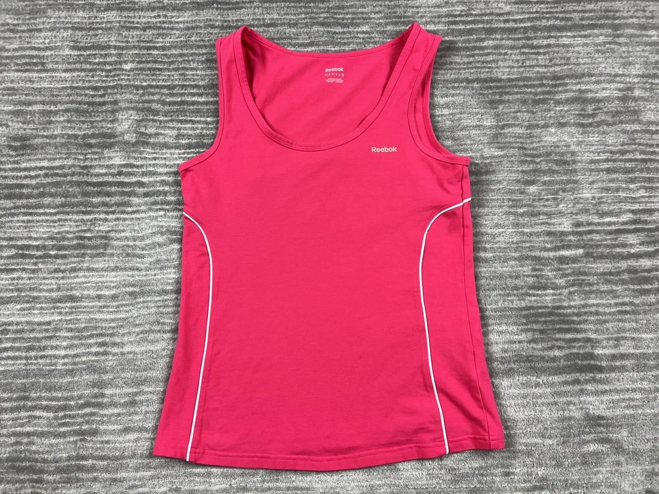 Reebok Top Womens Medium Pink Sleeveless Tank Cotton Blend Activewear - Image 1 of 4