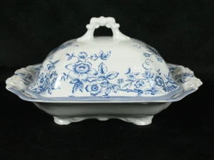 Spode Clifton “Laura Ashley” Rectangular Covered Vegetable Bowl Blue Floral  - Picture 1 of 7