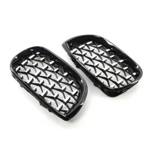 Front Kidney Diamond Grille For BMW E46 Sedan 4DR 320i 325i 330i 2002-2005 Black - Bild 1 von 10