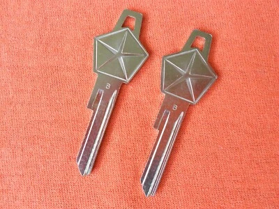2 DODGE CHRYSLER PLYMOUTH MOPAR NOS IGNITION KEY BLANKS 1959 60 61 62 63 64 65 - Image 1 of 2