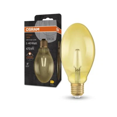 Osram E27 VINTAGE ovales LED Retro Look Leuchtmittel in GOLD Filament 4W wie 40W - Bild 1 von 4
