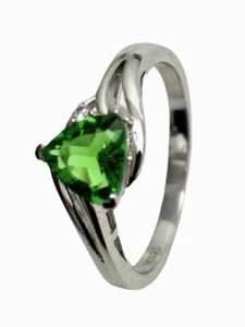 Anillo clásico de plata esterlina con piedra de nacimiento de mayo de helenita verde Mt St Helens R1031s - Imagen 1 de 2