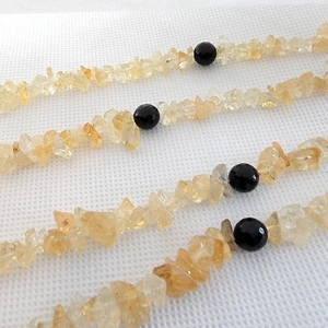 Endless Necklace: Citrine (Yellow), Enhanced Black Agate 36" TGW 320.00 cts NEW - Picture 1 of 5