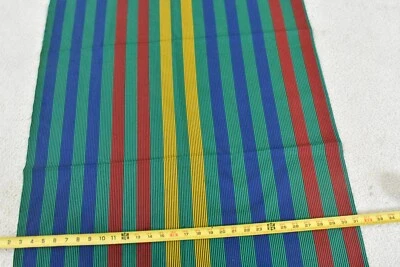 35" Long x 58" Wide, Vintage, Blue Red Green Navy & Yellow Striped, V343 - Image 1 of 4