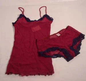 Only Hearts Womens Tulle w/ Lace Cami Panty Silk Set Mag Sapphire NWT - Picture 1 of 6