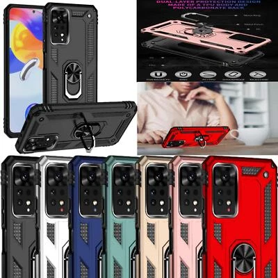PIXFAB For Xiaomi Redmi Note 11 4G Case, Slim Ring Armour Shockproof Stand Phone Cover