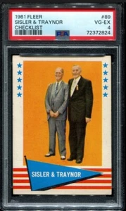 PSA 4 VG EX 1961 FLEER SISLER & TRAYNOR CHECKLIST #89 MARKED 72824 SD131 - Picture 1 of 2