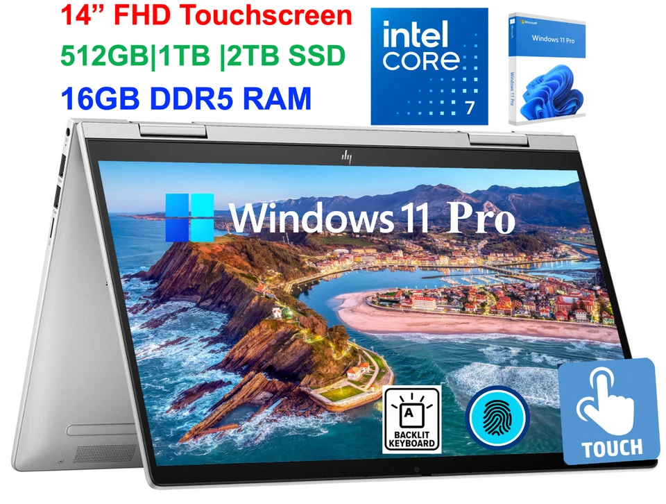 2024 HP Envy 2-IN-1 Laptop 14" Touch  Intel Core 7, 16GB Upto 2TB SSD Win11 Pro - Image 1 of 4