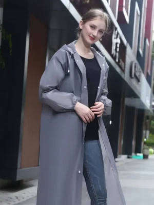 Commuter Friendly) Bright EVA Raincoat - Breathable, Reusable & Stylish - Image 1 of 4