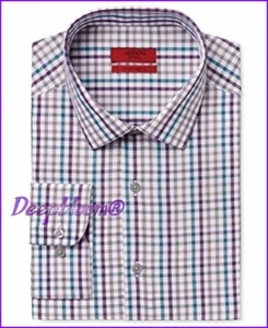 ALFANI MEN'S - BUTTON DOWN SHIRT TOP L/S - FITTED GINGHAM SMALL 14 1/2 32/33 NEW - Picture 1 of 1