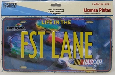 Daytona NASCAR License Plate Life In The Fst Lane Collector Series Mancave  #I-5 - Image 1 of 4